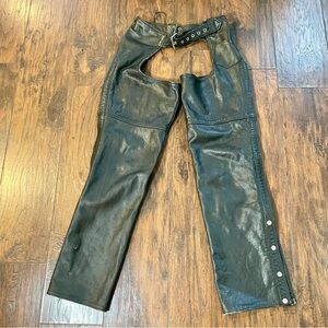 Elegant Black Leather Belted Chaps